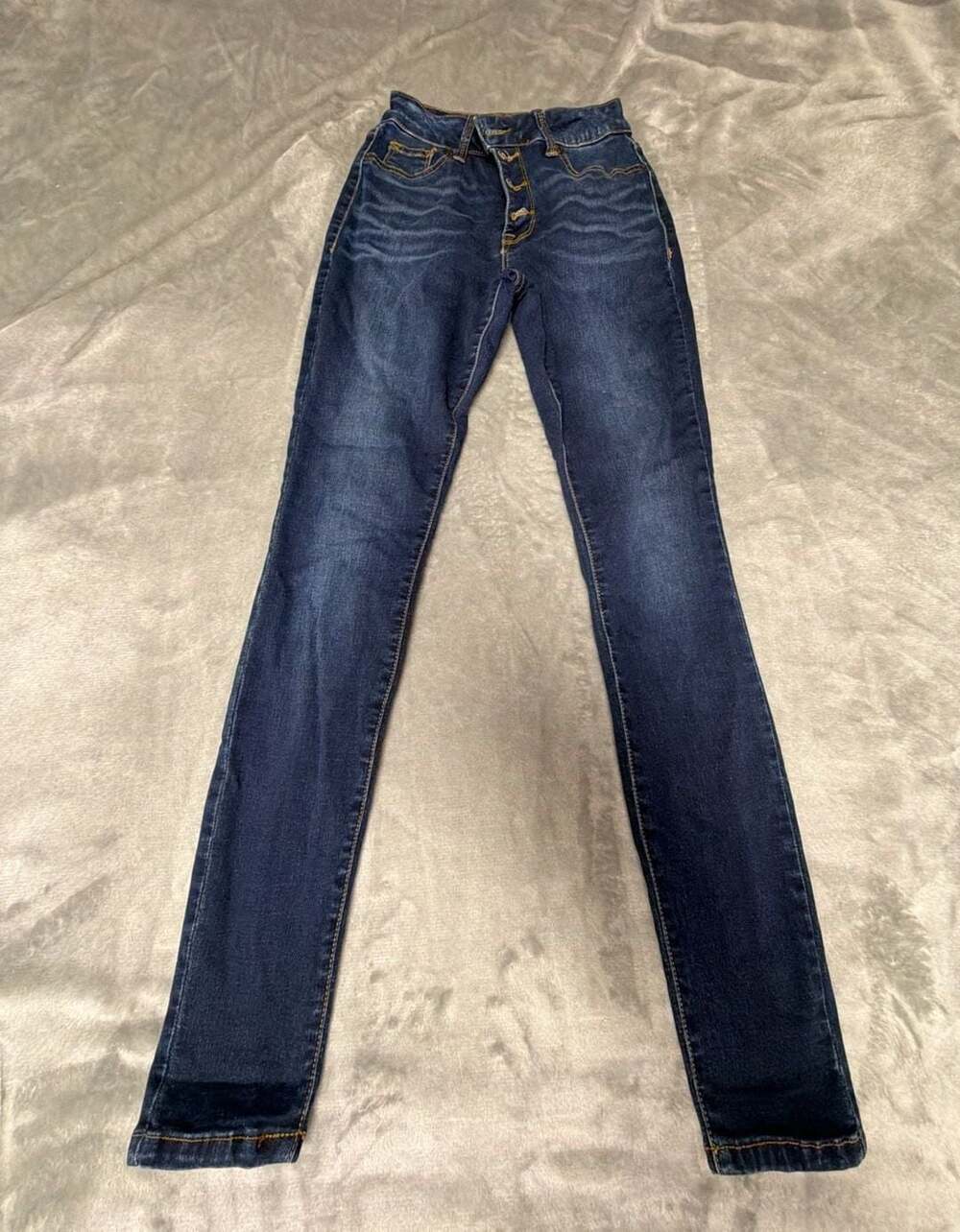 Maurices High Rise Skinny Jeans Dark Wash Exposed Button Fly